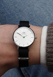 Daniel Wellington Classic Petite Cornwall White Dial Black Nylon Strap Watch For Women - DW00100252 Buy Now By Daniel Wellington
