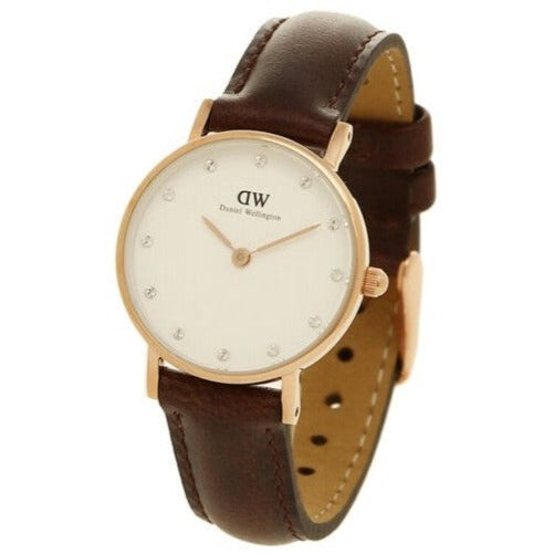 Daniel Wellington Classy Bristol White Dial Brown Leather Strap Watch For Women - DW00100062 Buy Now By Daniel Wellington