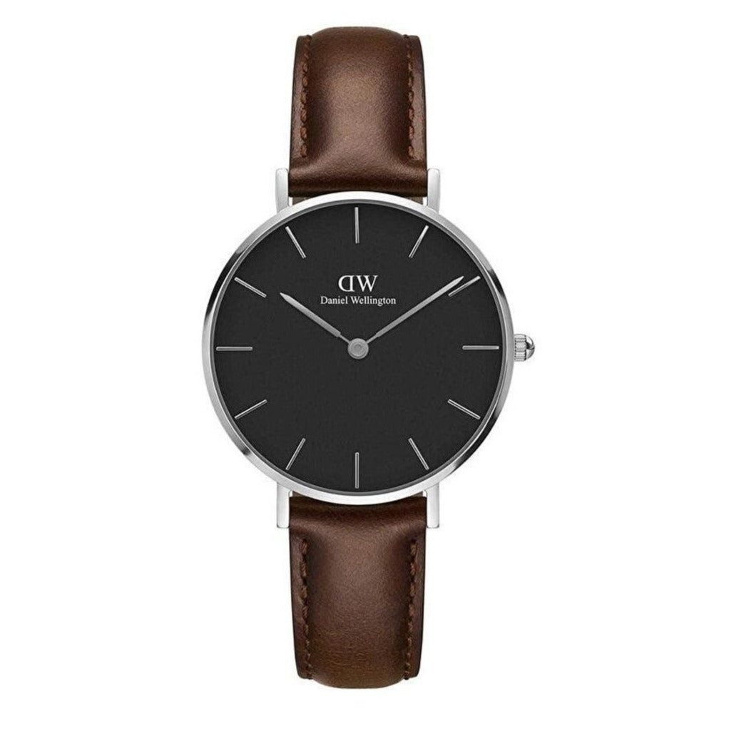 Daniel Wellington Classic Petite Bristol Black Dial Brown Leather Strap Watch For Women - DW00100177 Buy Now By Daniel Wellington