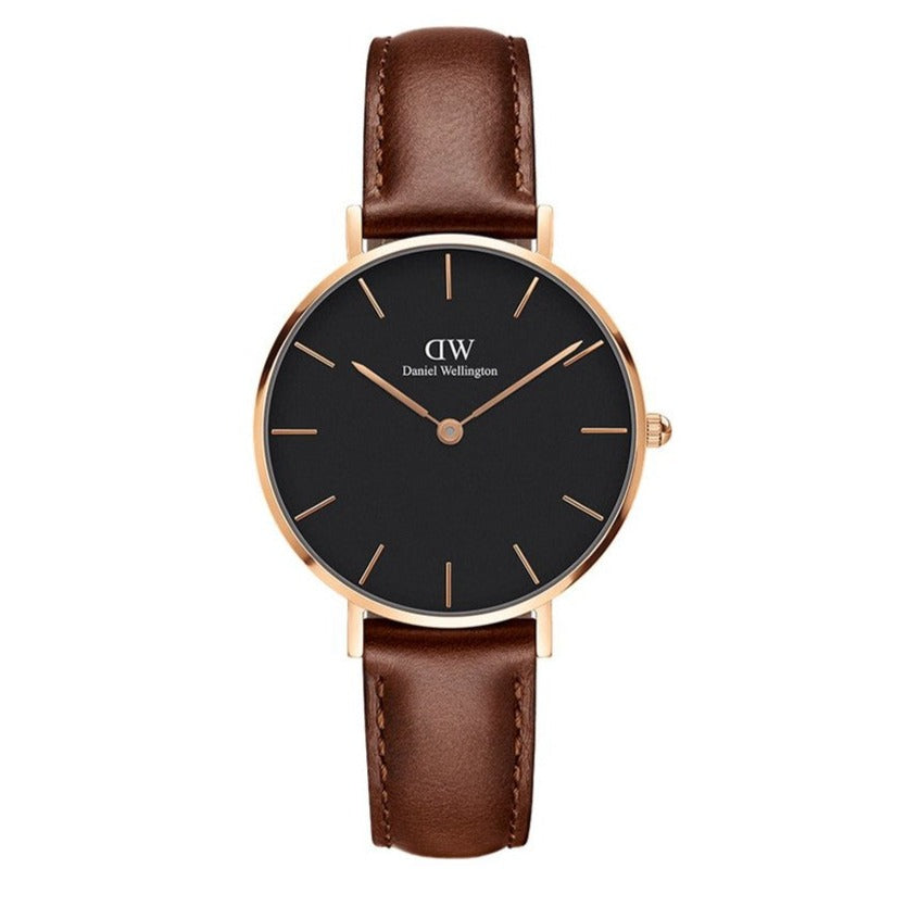 Daniel Wellington Petite St Mawes Black Dial Brown Leather Strap Watch For Women - DW00100169 Buy Now By Daniel Wellington