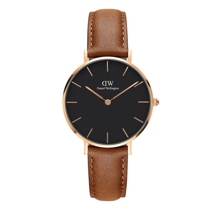 Daniel Wellington Classic Petite Durham Black Dial Brown Leather Strap Watch For Women - DW00100166 Buy Now By Daniel Wellington