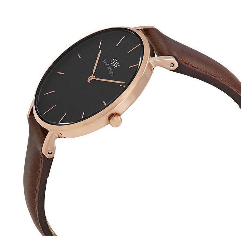 Daniel Wellington Petite St Mawes Black Dial Brown Leather Strap Watch For Women - DW00100169 Buy Now By Daniel Wellington