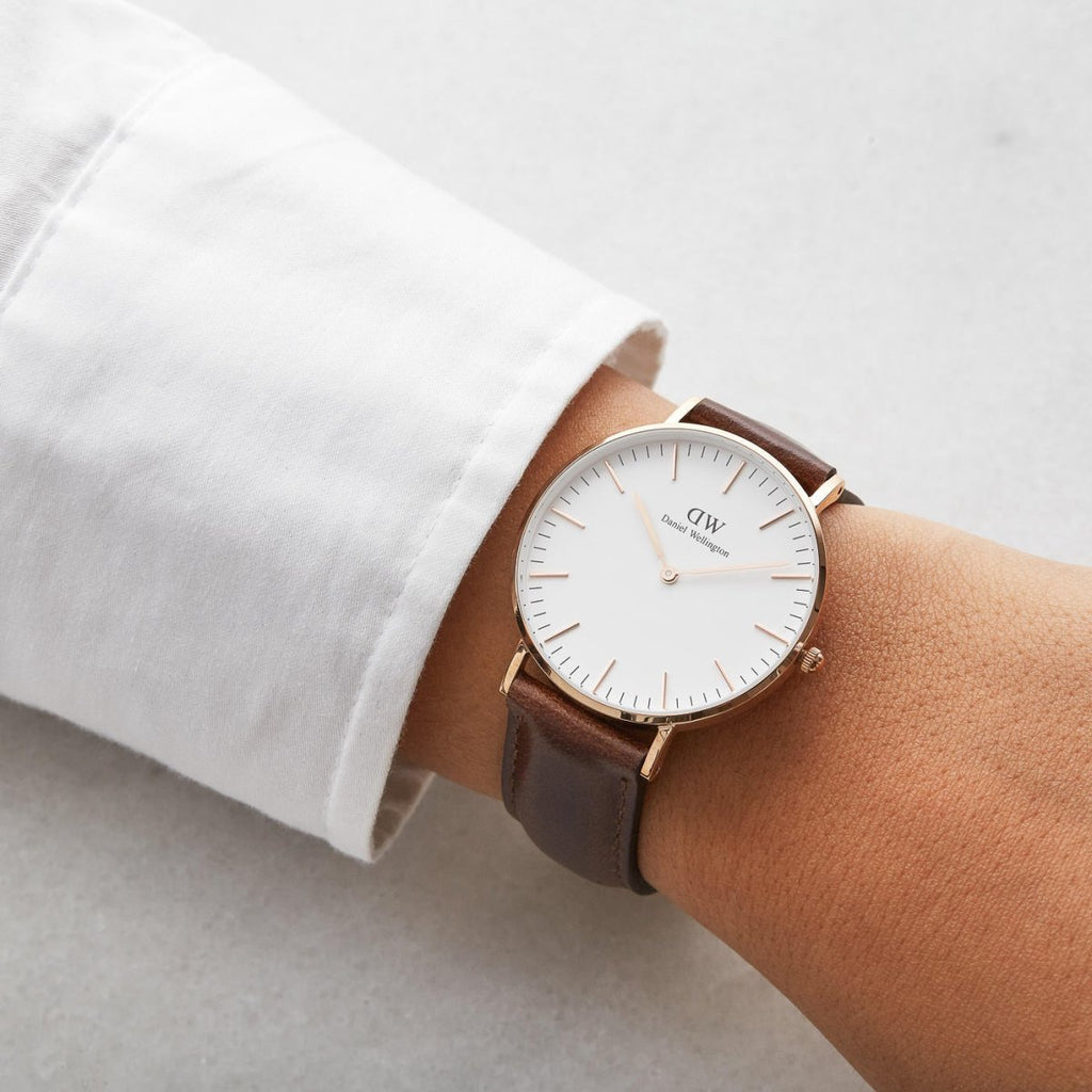 Daniel Wellington Dapper Bristol White Dial Brown Leather Strap Watch For Women - DW00100090 Buy Now By Daniel Wellington