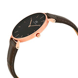Daniel Wellington Classic Petite York Black Dial Brown Leather Strap Watch For Women - DW00100170 Buy Now By Daniel Wellington