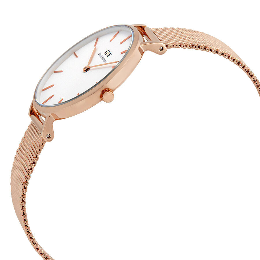 Daniel Wellington Classic Petite Melrose White Dial Rose Gold Mesh Bracelet Watch For Women - DW00100163 Buy Now By Daniel Wellington