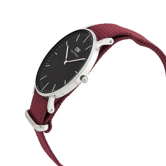 Daniel Wellington Classic Roselyn Black Dial Maroon Nylon Strap Watch For Women - DW00100274 Buy Now By Daniel Wellington