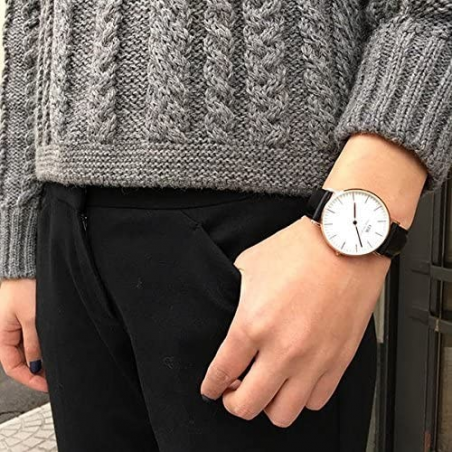 Daniel Wellington Classic Sheffield White Dial Black Leather Strap Watch for Women - DW00100036 Buy Now By Daniel Wellington