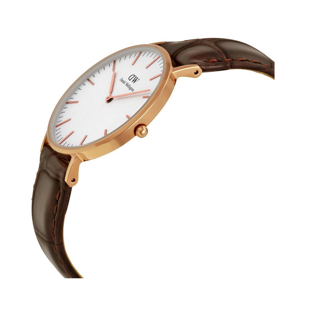 Daniel Wellington Classic York White Dial Brown Leather Strap Watch For Women - DW00100038 Buy Now By Daniel Wellington