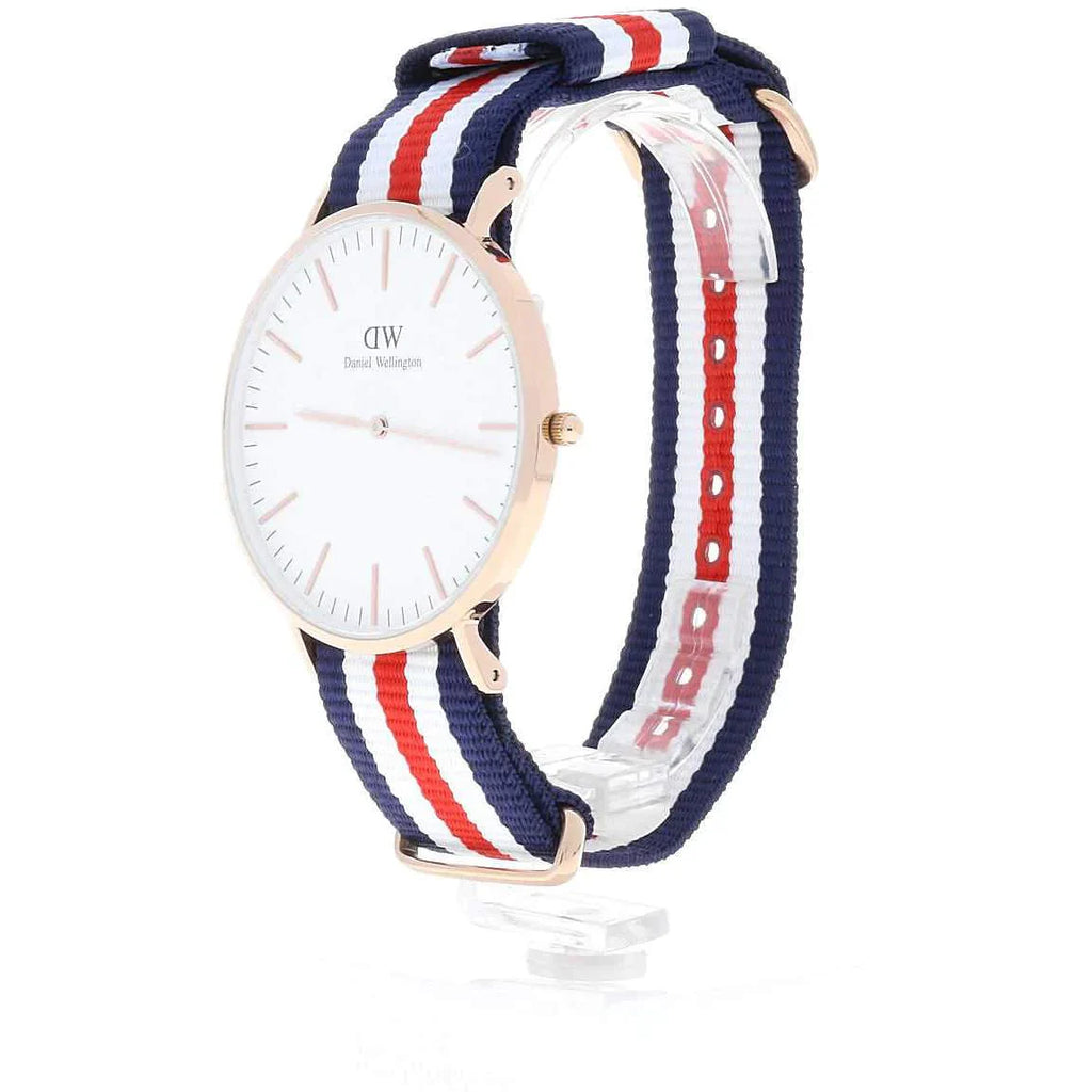 Daniel Wellington Classic Canterbury White Dial Two Tone Nylon Strap Watch For Men - DW00100002 Buy Now By Daniel Wellington