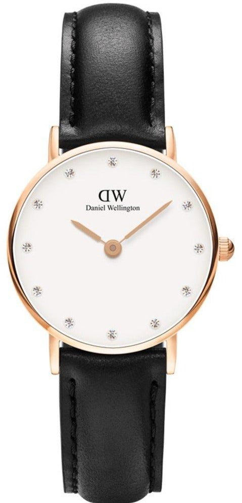 Daniel Wellington Classy Sheffield White Dial Black Leather Strap Watch For Women - DW00100060 Buy Now By Daniel Wellington