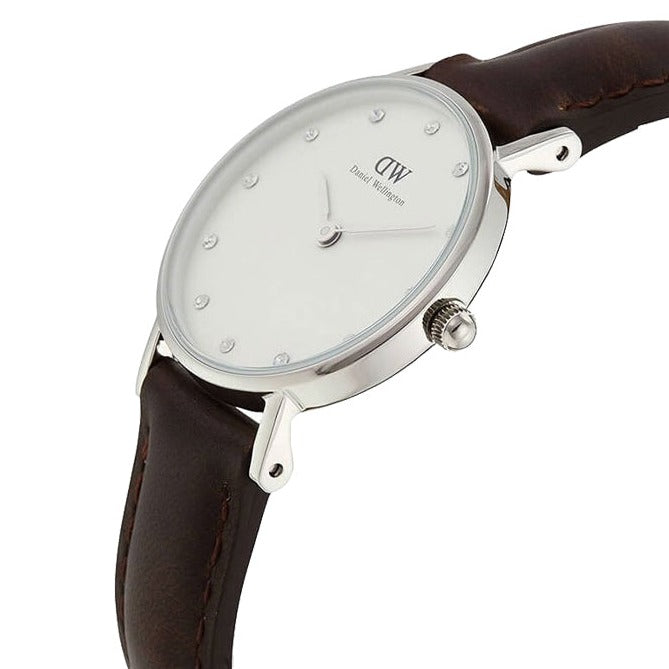 Daniel Wellington Classy Bristol White Dial Brown Leather Strap Watch For Women - DW00100070 Buy Now By Daniel Wellington