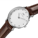 Daniel Wellington Classy Bristol White Dial Brown Leather Strap Watch For Women - DW00100070 Buy Now By Daniel Wellington