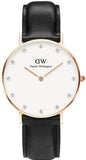 Daniel Wellington Classic Sheffield White Dial Black Leather Strap Watch For Women - DW00100076 Buy Now By Daniel Wellington