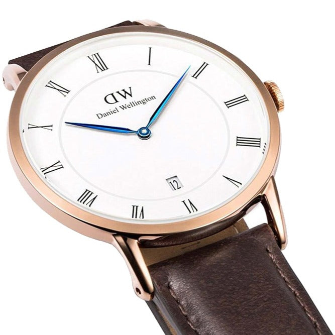 Daniel Wellington Dapper Bristol White Dial Brown Leather Strap Watch For Men - DW00100086 Buy Now By Daniel Wellington