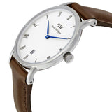 Daniel Wellington Dapper Bristol White Dial Brown Leather Strap Watch For Women - DW00100098 Buy Now By Daniel Wellington