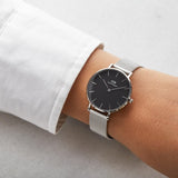 Daniel Wellington Classic Petite Sterling Black Dial Silver Mesh Bracelet Watch For Women - DW00100162 Buy Now By Daniel Wellington