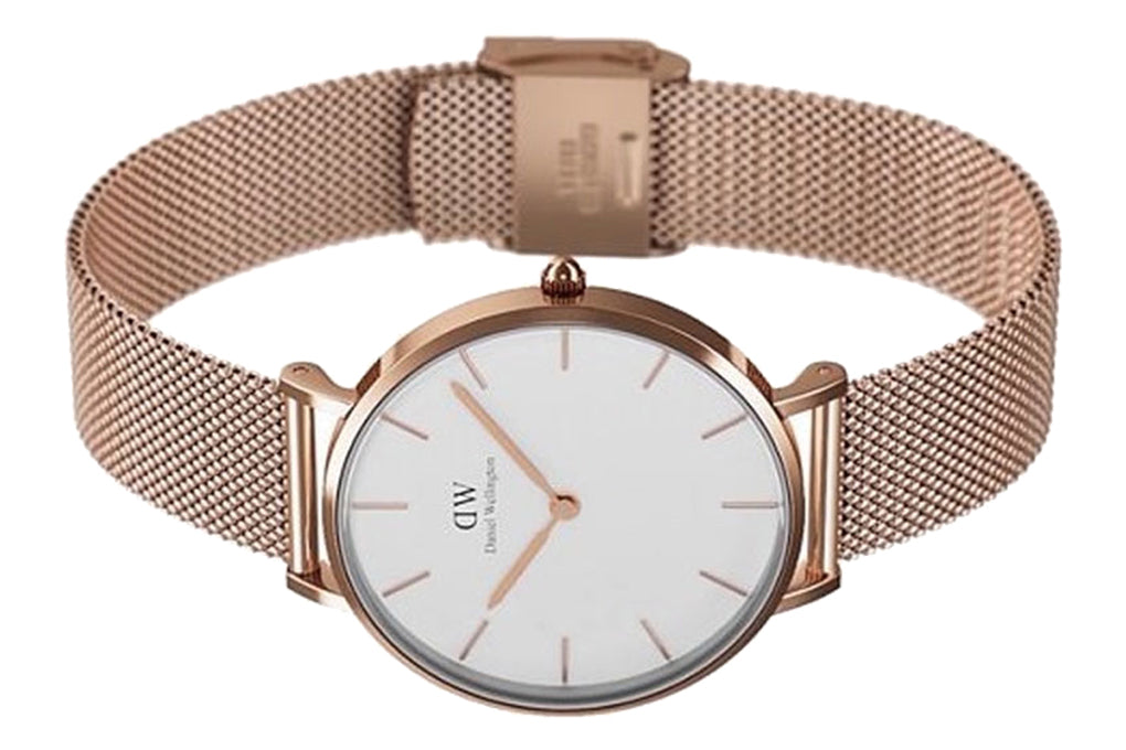 Daniel Wellington Classic Petite Melrose White Dial Rose Gold Mesh Bracelet Watch For Women - DW00100163 Buy Now By Daniel Wellington