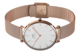 Daniel Wellington Classic Petite Melrose White Dial Rose Gold Mesh Bracelet Watch For Women - DW00100163 Buy Now By Daniel Wellington