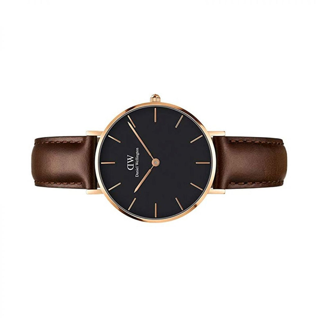 Daniel Wellington Classic Petite Bristol Black Dial Brown Leather Strap Watch For Women - DW00100165 Buy Now By Daniel Wellington
