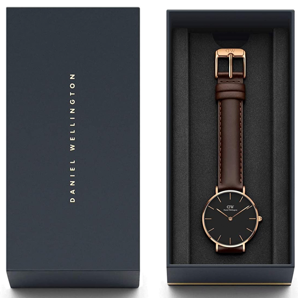 Daniel Wellington Classic York Black Dial Brown Leather Strap Watch For Women - DW00100140 Buy Now By Daniel Wellington