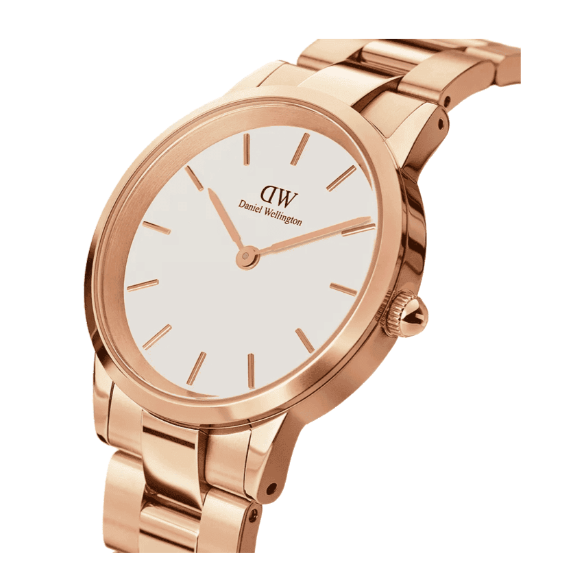 Daniel Wellington Iconic Link White Dial Rose Gold Steel Strap Watch For Women - DW00100209 Buy Now By Daniel Wellington
