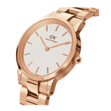 Daniel Wellington Iconic Link White Dial Rose Gold Steel Strap Watch For Women - DW00100209 Buy Now By Daniel Wellington