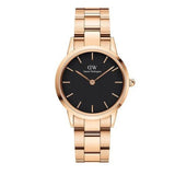 Daniel Wellington Iconic Link Black Dial Rose Gold Steel Strap Watch for Women - DW00100212 Buy Now By Daniel Wellington
