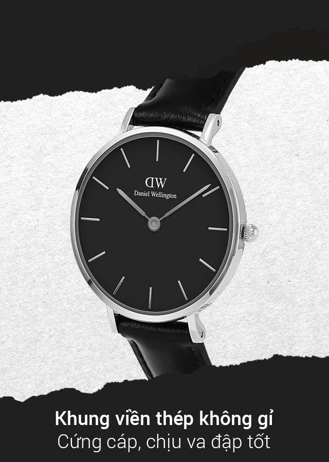 Daniel Wellington Classic Petite Sheffield Black Dial Black Leather Strap Watch For Women - DW00100236 Buy Now By Daniel Wellington