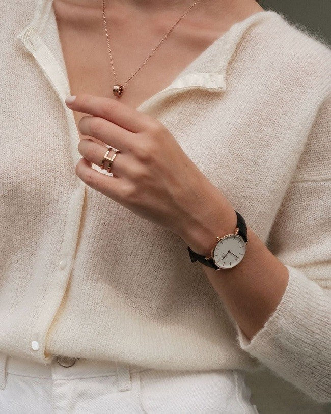 Daniel Wellington Classic Petite Sheffield White Dial Black Leather Strap Watch For Women - DW00100242 Buy Now By Daniel Wellington