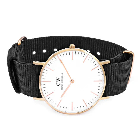 Daniel Wellington Classic Cornwall White Dial Black Nylon Strap Watch For Men - DW00100257 Buy Now By Daniel Wellington