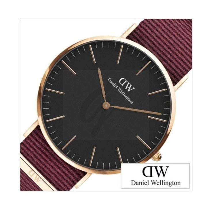 Daniel Wellington Classic Roselyn Black Dial Maroon Nylon Strap Watch For Women - DW00100269 Buy Now By Daniel Wellington