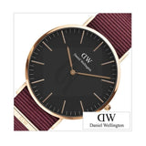 Daniel Wellington Classic Roselyn Black Dial Maroon Nylon Strap Watch For Women - DW00100269 Buy Now By Daniel Wellington