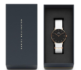 Daniel Wellington Classic Dover Black Dial White Nylon Strap Watch For Women - DW00100310 Buy Now By Daniel Wellington