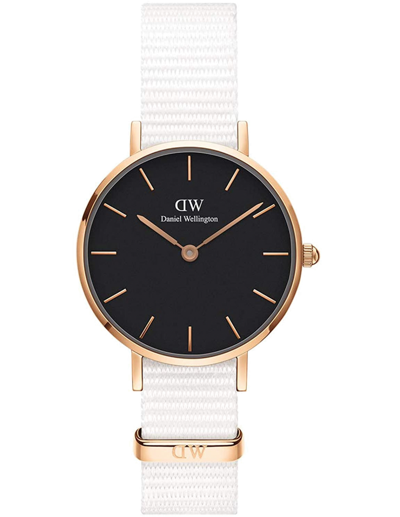 Daniel Wellington Classic Petite Dover Black Dial White NATO Strap Watch For Women - DW00100312 Buy Now By Daniel Wellington