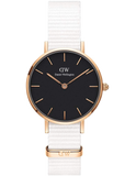 Daniel Wellington Classic Petite Dover Black Dial White NATO Strap Watch For Women - DW00100312 Buy Now By Daniel Wellington
