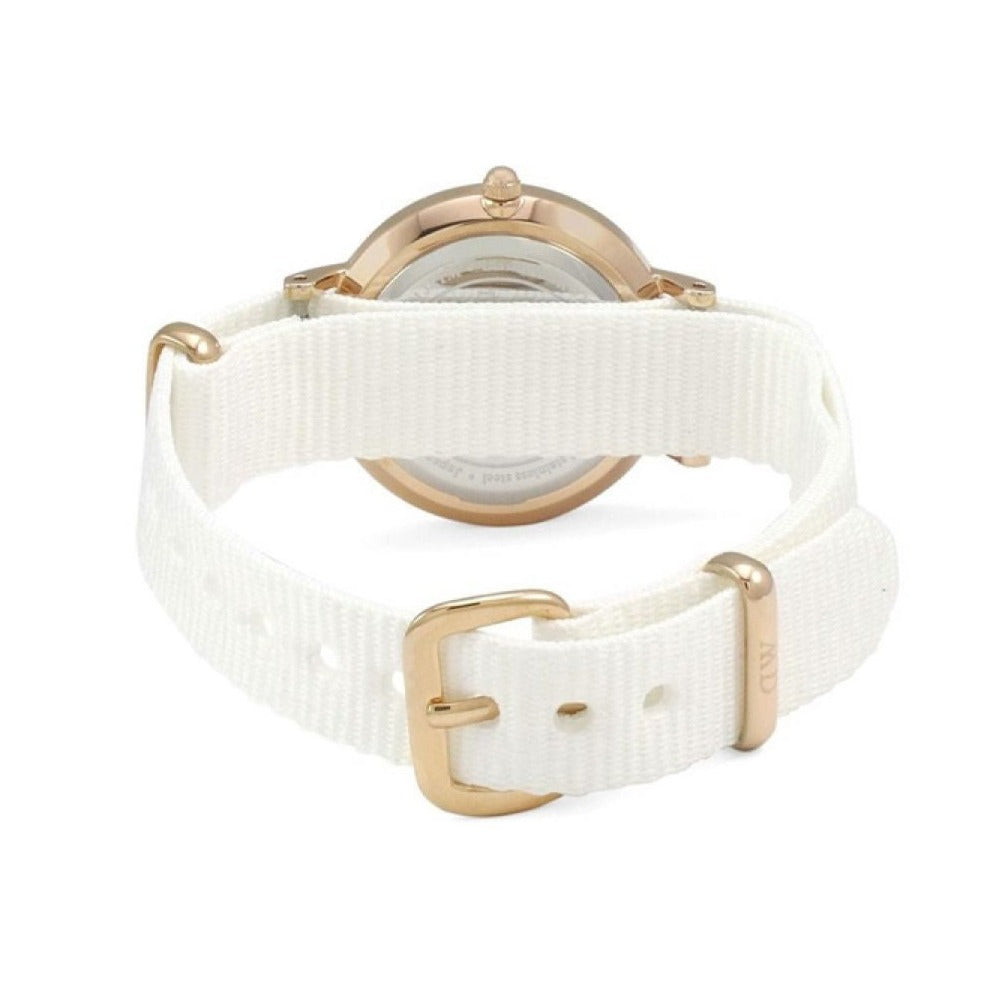 Daniel Wellington Classic Petite Dover Black Dial White NATO Strap Watch For Women - DW00100314 Buy Now By Daniel Wellington