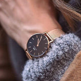 Daniel Wellington Petite Evergold Black Dial Gold Mesh Strap Watch For Women - DW00100345 Buy Now By Daniel Wellington