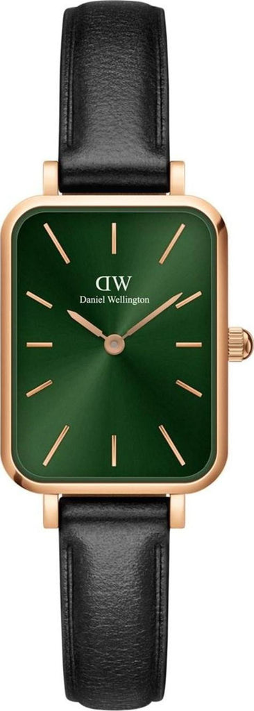 Daniel Wellington Quadro Pressed Melrose Emerald Green Dial Black Leather Strap Watch For Women - DW00100446 Buy Now By Daniel Wellington