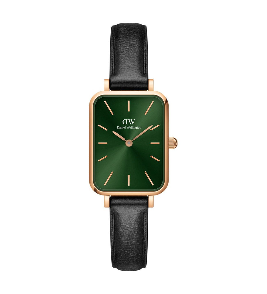 Daniel Wellington Quadro Pressed Melrose Emerald Green Dial Black Leather Strap Watch For Women - DW00100446 Buy Now By Daniel Wellington