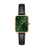 Daniel Wellington Quadro Pressed Melrose Emerald Green Dial Black Leather Strap Watch For Women - DW00100446 Buy Now By Daniel Wellington