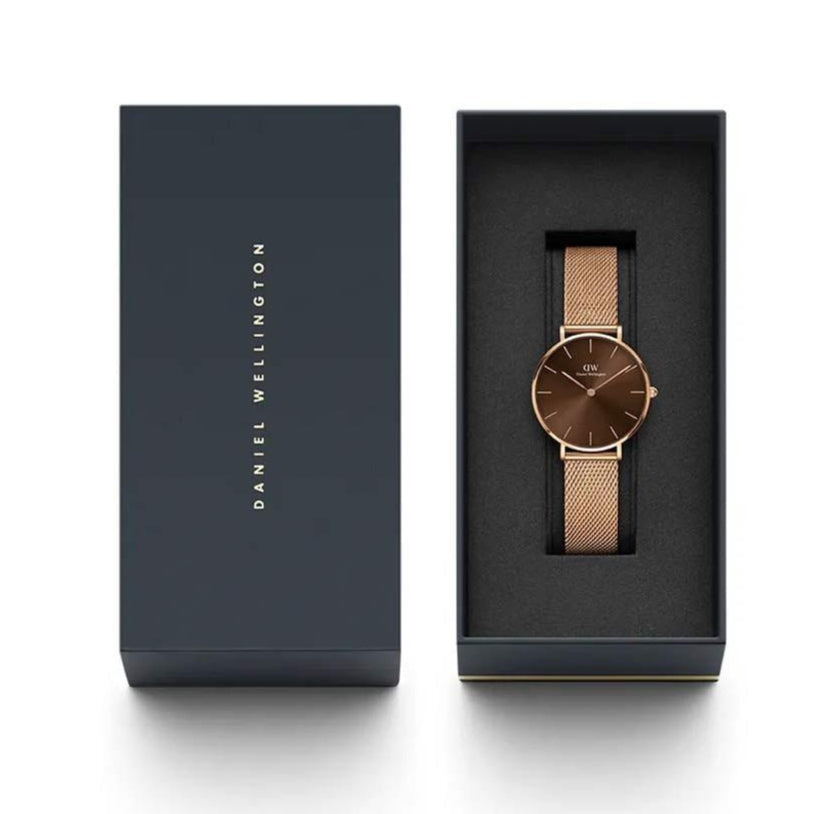 Daniel Wellington Petite Melrose Brown Dial Rose Gold Mesh Strap Watch For Women - DW00100477 Buy Now By Daniel Wellington