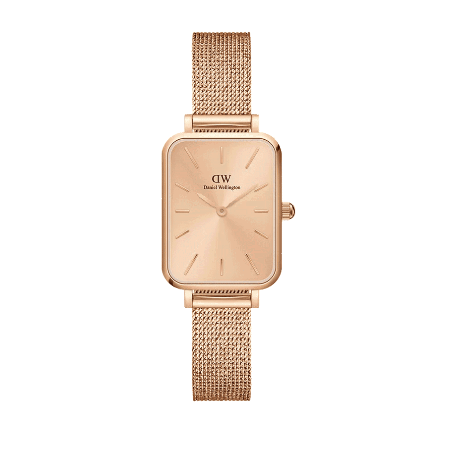 Daniel Wellington Quadro Unitone Rose Gold Dial Rose Gold Mesh Strap Watch For Women - DW00100484 Buy Now By Daniel Wellington