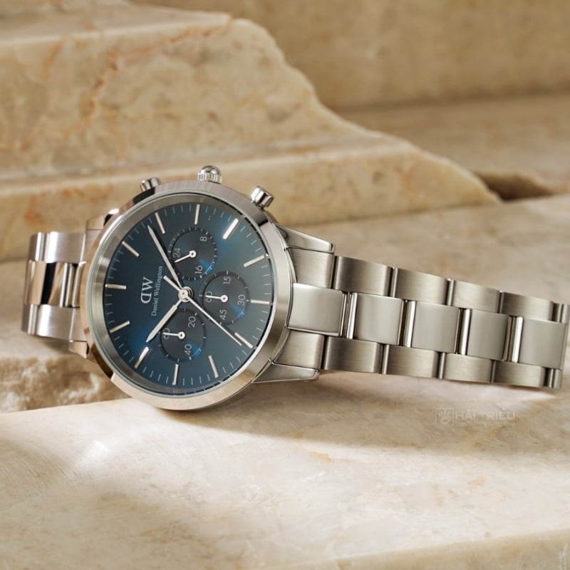 Daniel Wellington Iconic Chronograph Link Blue Dial Silver Steel Strap Watch For Men - DW00100644 Buy Now By Daniel Wellington