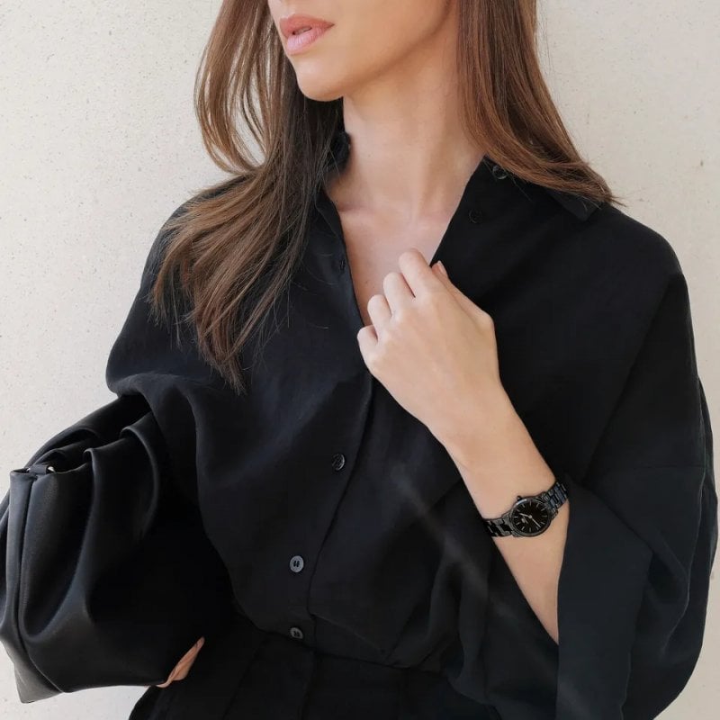 Daniel Wellington Iconic Link Ceramic Black Dial Black Steel Strap Watch For Women - DW00100414 Buy Now By Daniel Wellington