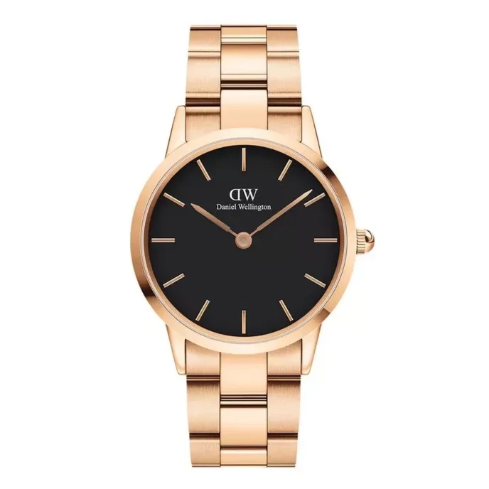 Daniel Wellington Iconic Link Black Dial Rose Gold Steel Strap Watch for Women - DW00100210 Buy Now By Daniel Wellington