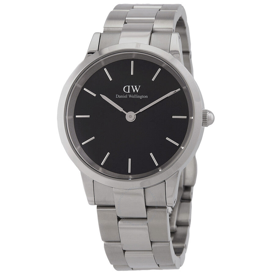 Daniel Wellington Iconic Link Black Dial Silver Steel Strap Watch for Women - DW00100204 Buy Now By Daniel Wellington