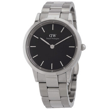 Daniel Wellington Iconic Link Black Dial Silver Steel Strap Watch For Women - DW00100208 Buy Now By Daniel Wellington