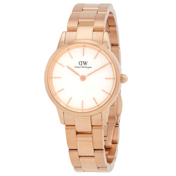 Daniel Wellington Iconic Link White Dial Rose Gold Steel Strap Watch For Women - DW00100209 Buy Now By Daniel Wellington