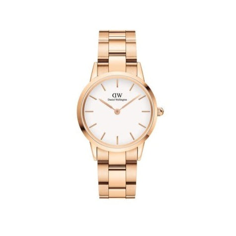 Daniel Wellington Iconic Link White Dial Rose Gold Steel Strap Watch For Women - DW00100211 Buy Now By Daniel Wellington
