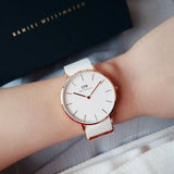 Daniel Wellington Classic Dover White Dial White Nylon Strap Watch For Women - DW00100309 Buy Now By Daniel Wellington